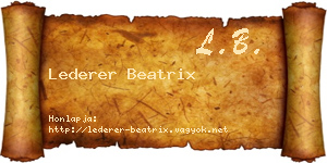 Lederer Beatrix névjegykártya